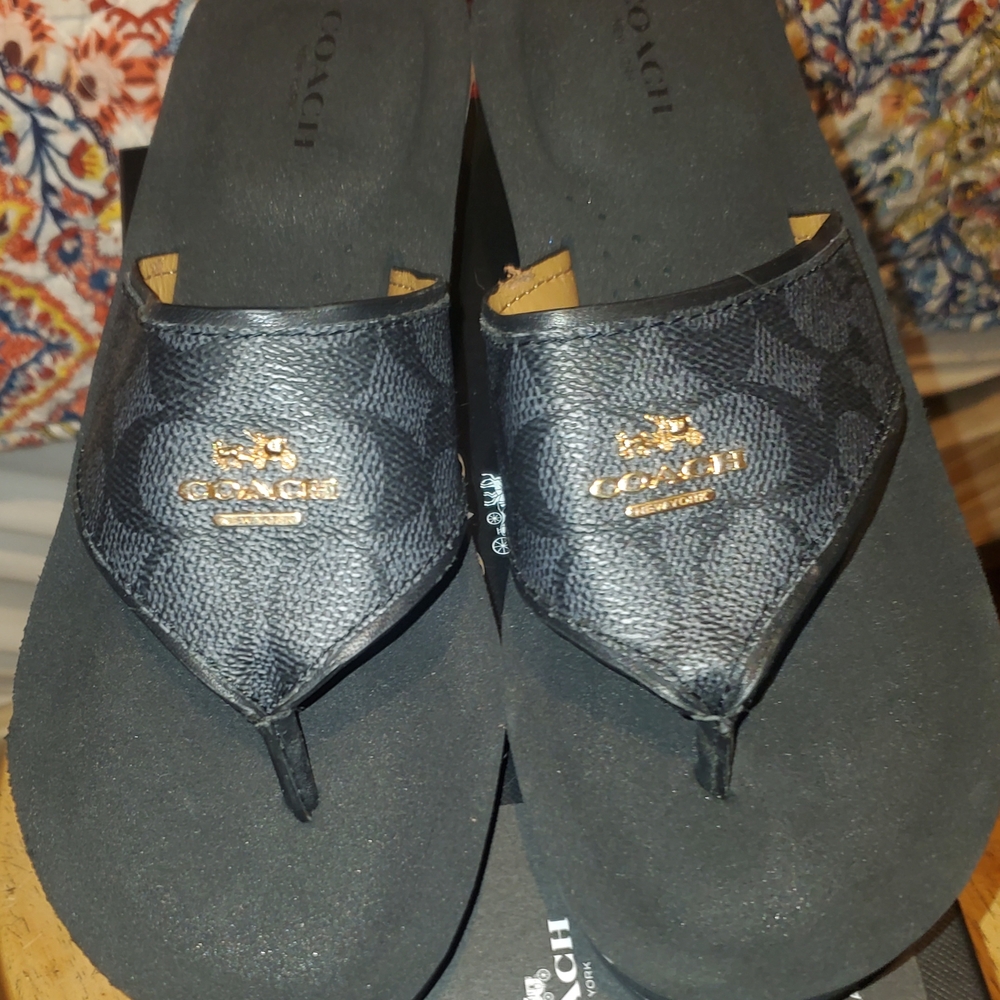 Coach Black and Gold Womens Sandals